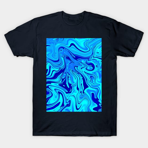 Light and Dark Blue Digital Fluid Art T-Shirt by KaSaPo